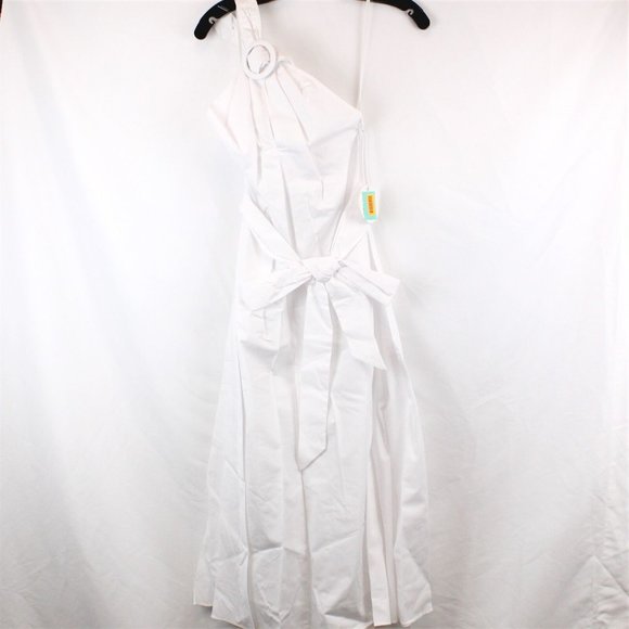 STAUD Kai Halterneck Cotton Blend Dress in White - FCM80 - Picture 5 of 14